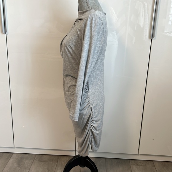 BRIAN BAILEY NWOT Grey Cotton Dress Cut Out Long Sleeve Jersey Fitted, Size XL - Picture 8 of 11